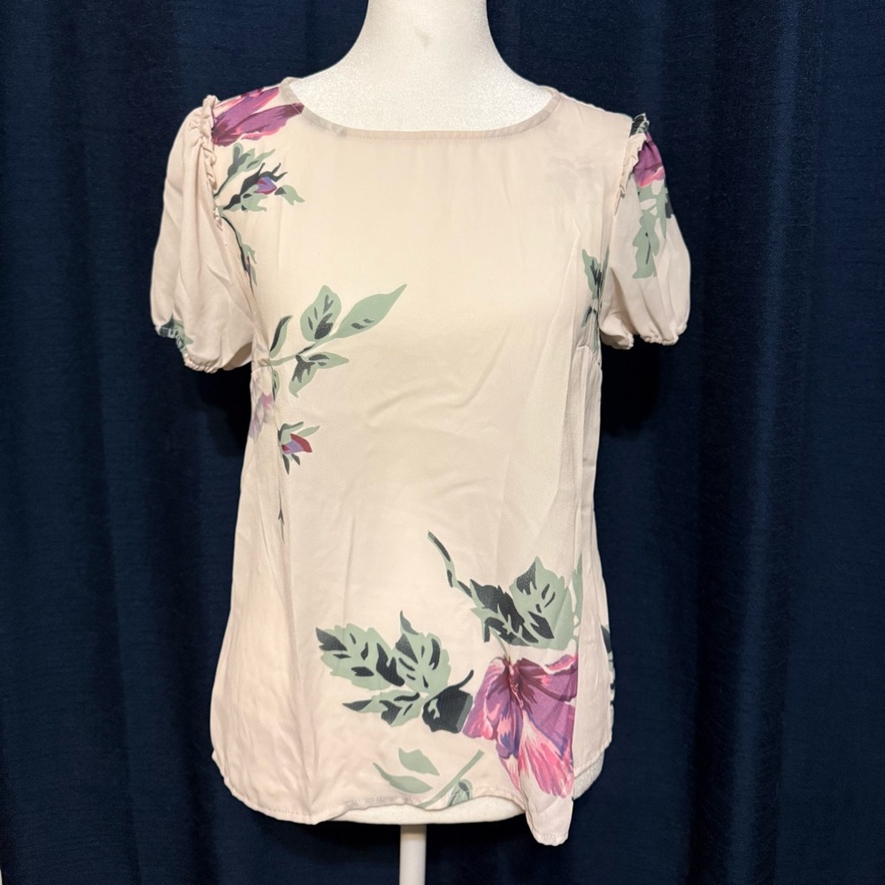 Modcloth Cream Floral Blouse